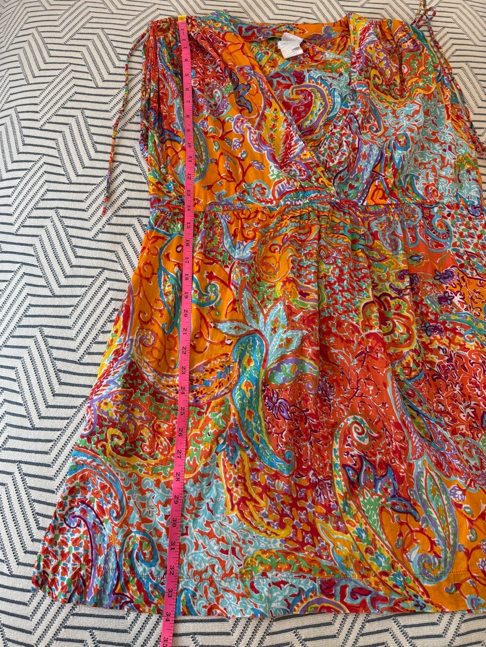 Lauren by Ralph Lauren Orange Boho Multicolor Paisley Swim Cover-Up, XL - Picture 8 of 11